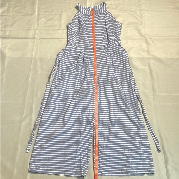 CBR Striped Halter Jumpsuit in Blue and White with waist tie - Picture 9 of 12